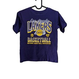 NBA Los Angeles Lakers Kids Purple Graphic T-Shirt Size S 6/7 Basketball Tee